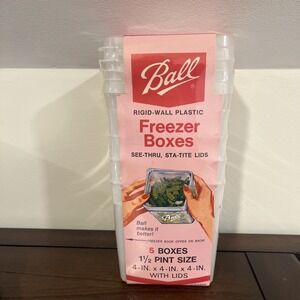 Vintage Ball Freezer Boxes 1 1/2 Pint Size with Lids 1973 Set Of 5